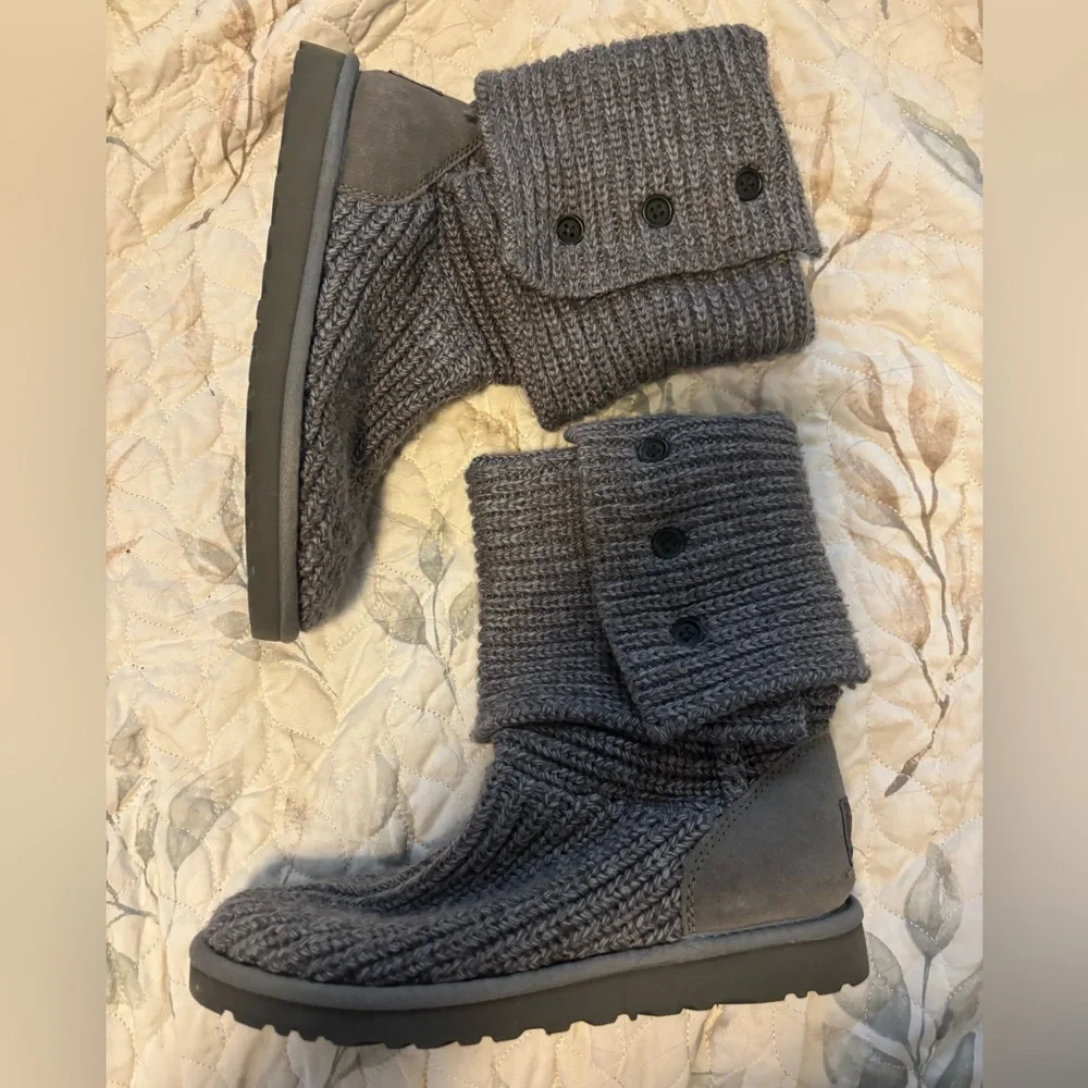 UGG Cardy Gray Sweater Button Boots - Picture 2 of 5